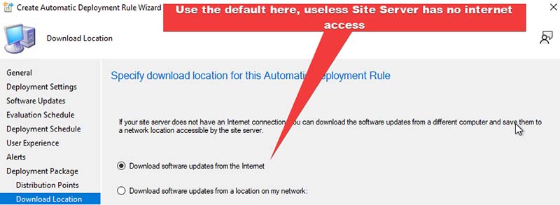 The default is fine here, unless your Software Update Point does not have access outbound