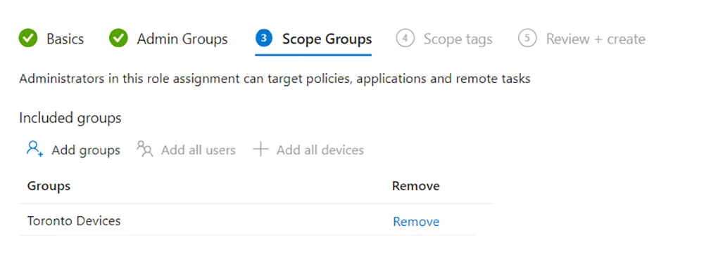 Add the Azure AD groups you want the admin members to manage