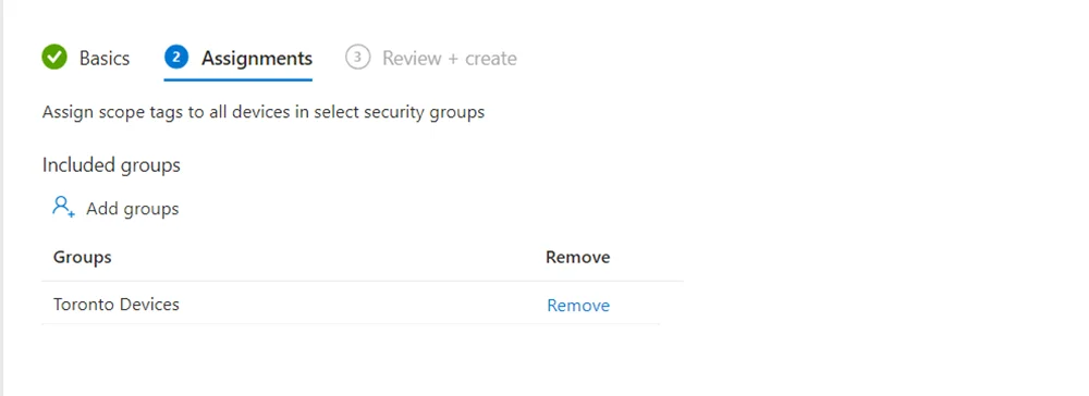 Add your Azure AD groups to assign this scope tag to