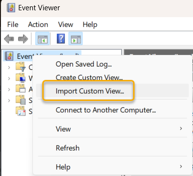 Import custom view for Windows event viewer