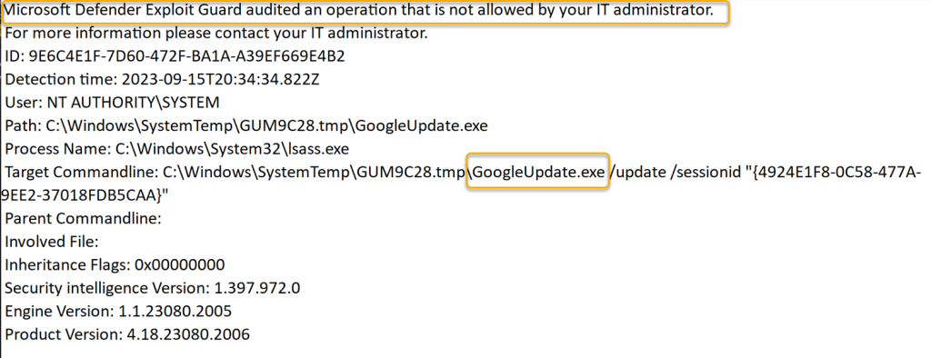 GoogleUpdate.exe blocked