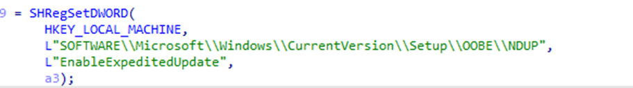 the oobe ndup enableexpediteupdate registry key