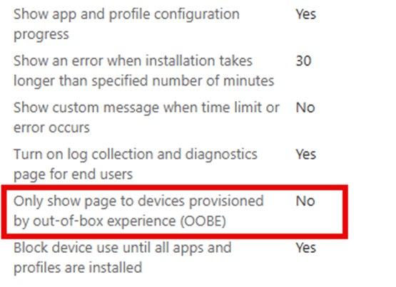 Only show page to devices provisioned by out-of-box experience (OOBE)